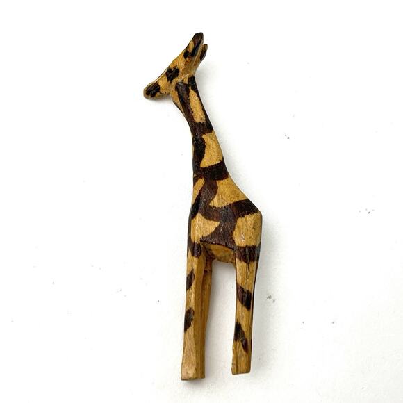 Giraffe Brooch Lot 3 Pins Silver Tone Figural Wood Gold Tone Inset Resin Spots - Picture 4 of 6